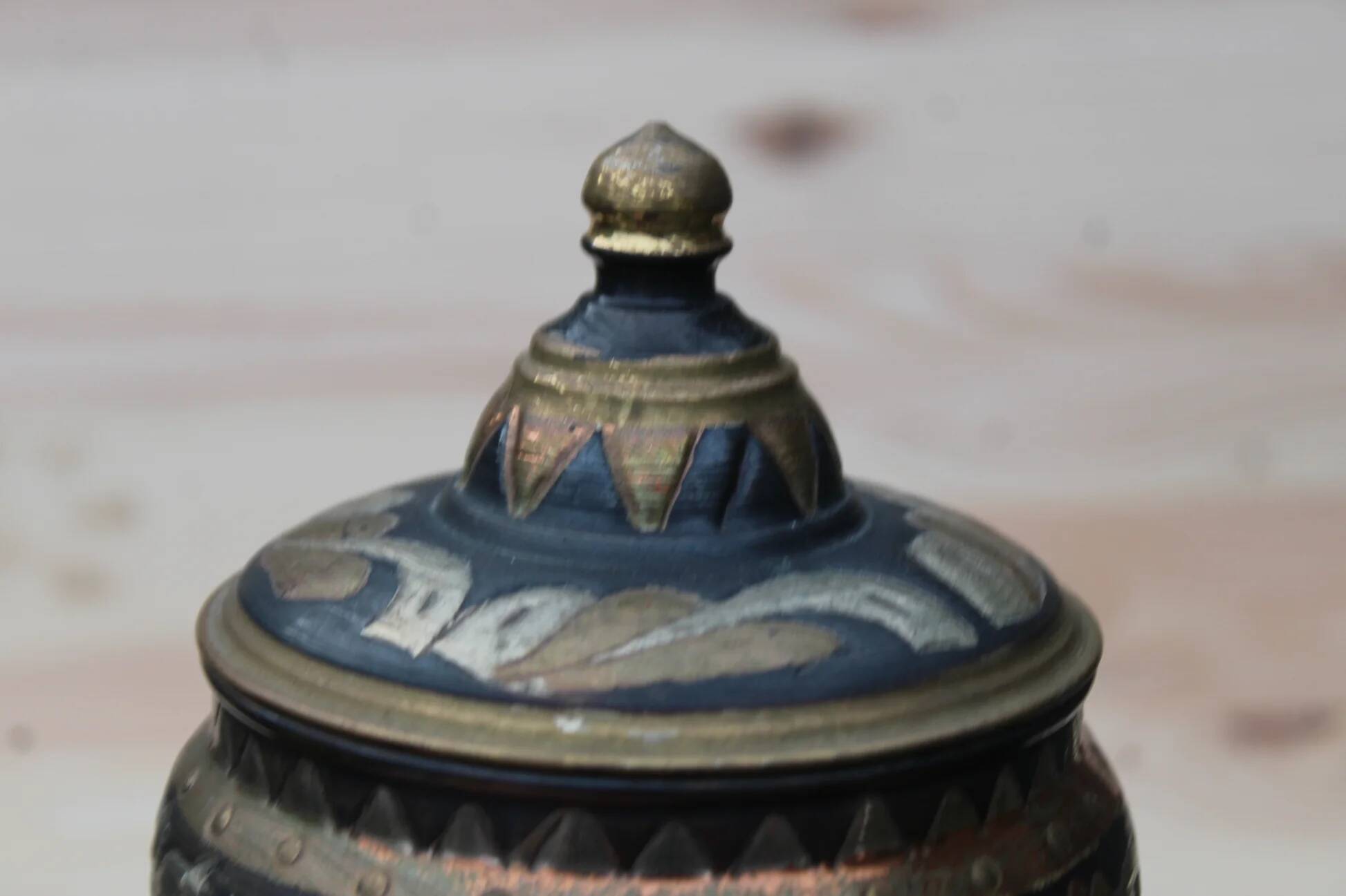 Vintage brass bonbonnière – copper and gold floral patterns