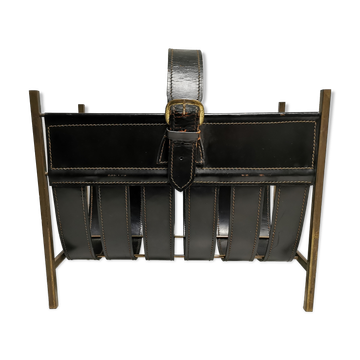 Porte revue vintage en cuir années 50