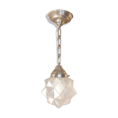Suspension étoile en verre dépoli et aluminium, 1960