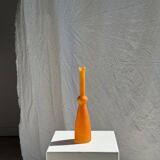 Vase soliflore en verre orange vintage H34
