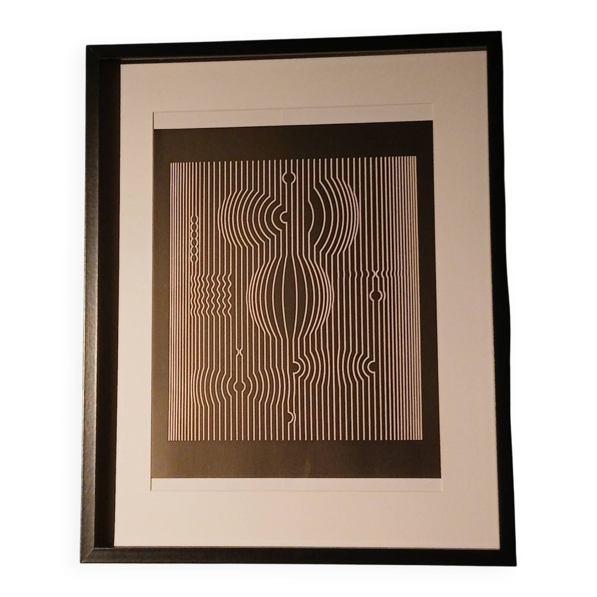 Optical Art Table - Victor Vasarely - Linear Structure - Frame 50x