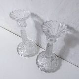 paire de bougeoirs en verre