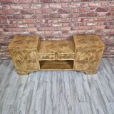 Rare Low Art Deco Blonde Burl TV Console Sideboard - 1930s Fully Restored