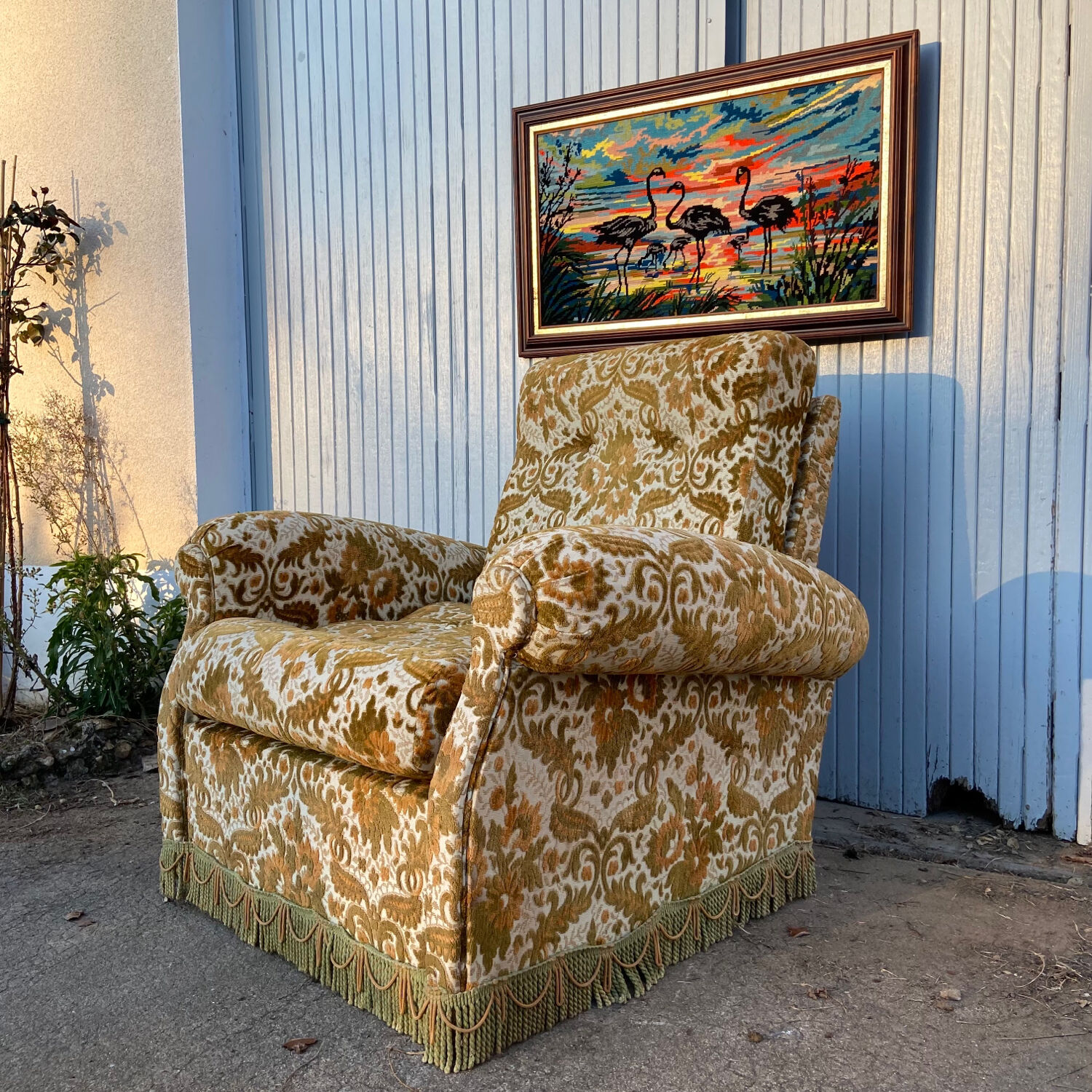Vintage velvet armchair