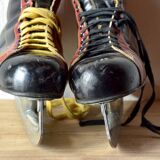 Pair of vintage Polar Match ice skates with carrying bag - 1970s