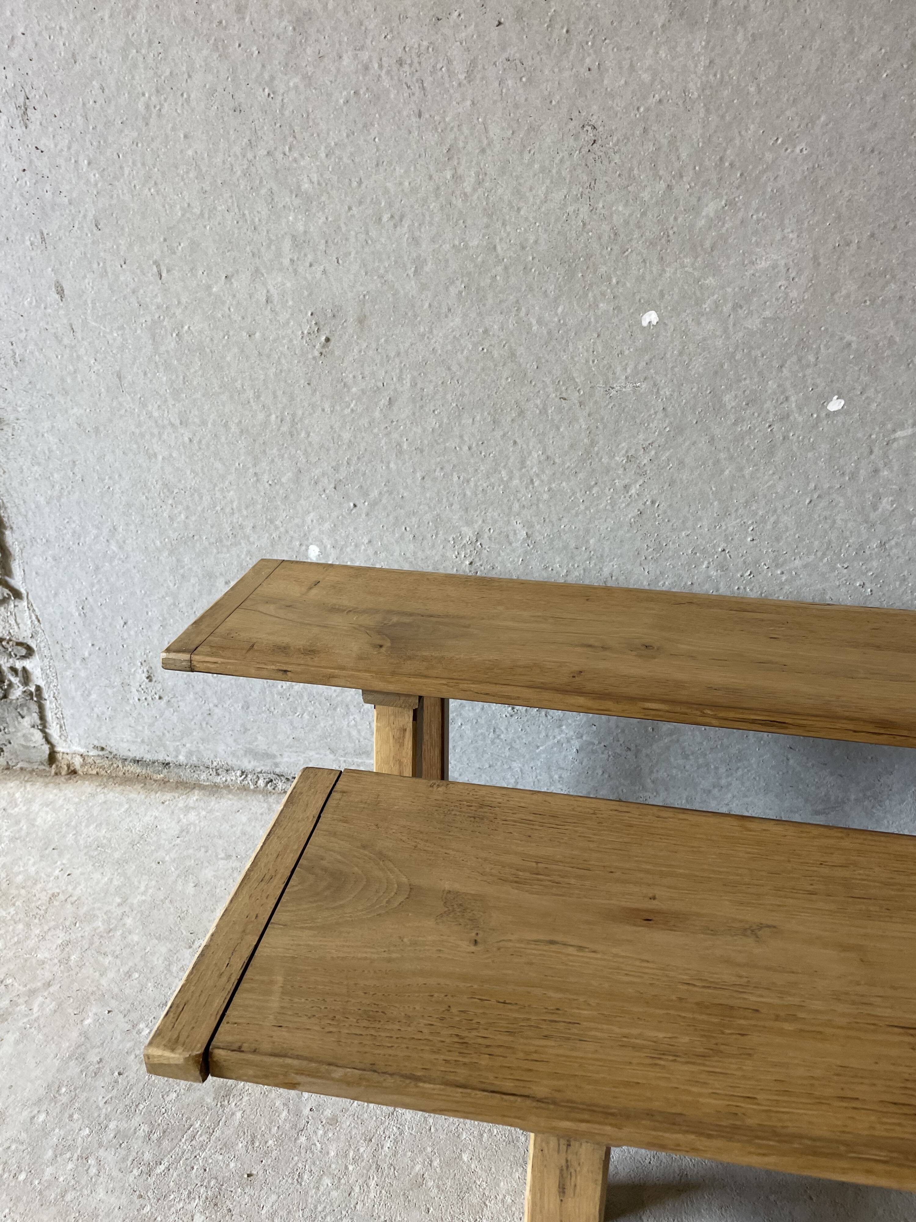 Paire de bancs en chêne – esprit ferme authentique ou