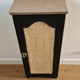 Wooden and cane chest unit