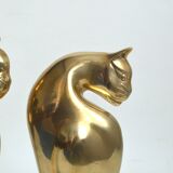 Feline brass bookends