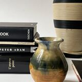 Glazed ceramic vase in honey/ochre/green, France circa 1950.