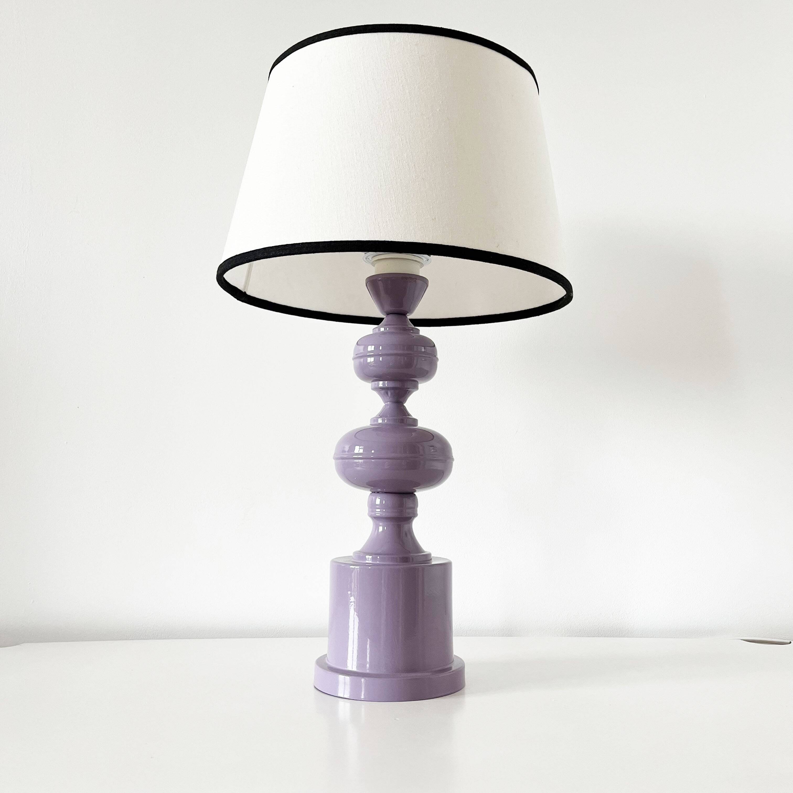 Vintage purple lacquered metal lamp from the 1970s