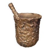 Patinated bronze spice mortar and pestle irregularly shaped - 1970s