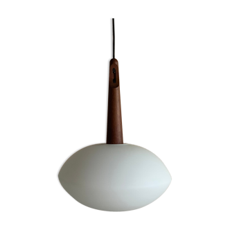 Suspension vintage scandinave opaline teck de Uno et Östen Kristiansson pour  Luxus