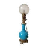 Turquoise ceramic lamp bronze frame by Gagneau