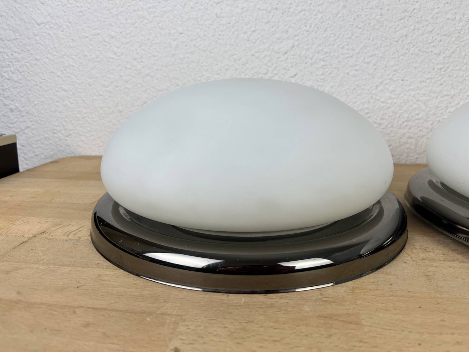 Pair of opaline and metal wall lights