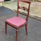 Mahogany chair in English style with burgundy fabric from the 20th century.