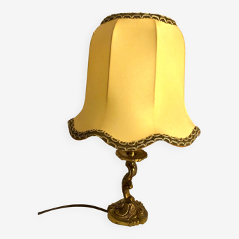Lampe ancienne de table en bronze doré .