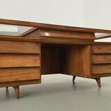 Writing Desk by Silvio Cavatorta in solid Walnut, Italy, 1950's