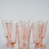 Lot of 6 rosaline champagne flutes 1970