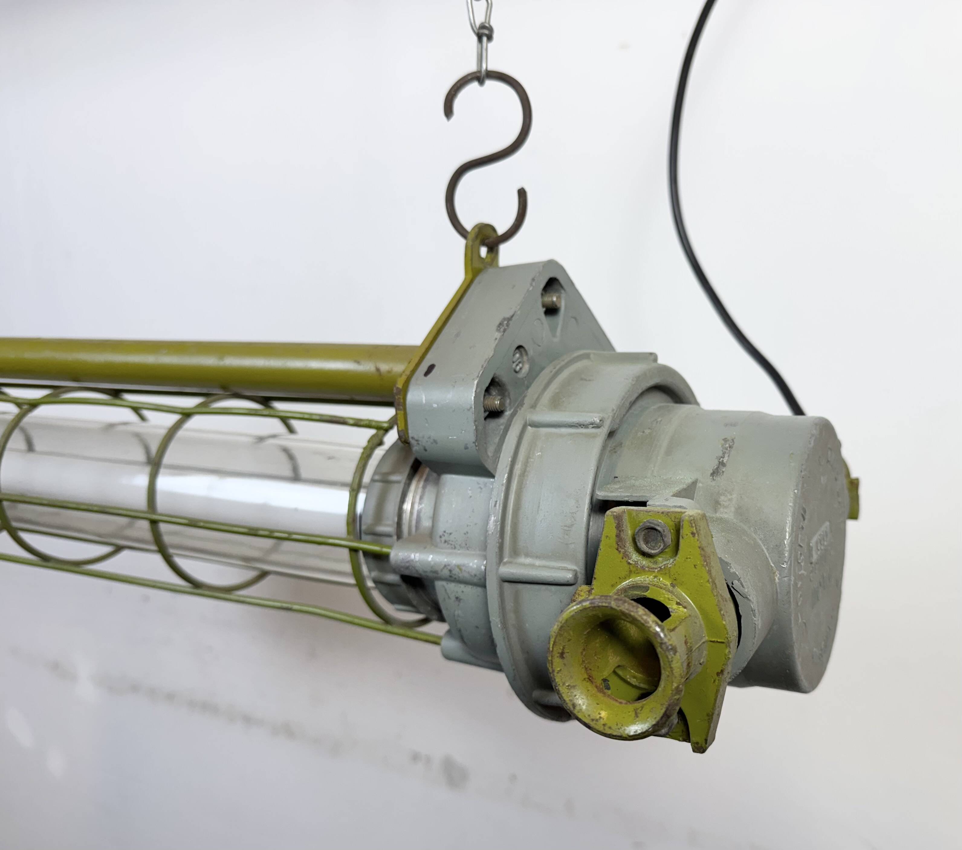 Grey Soviet Industrial Hanging Tube Light, 1970s