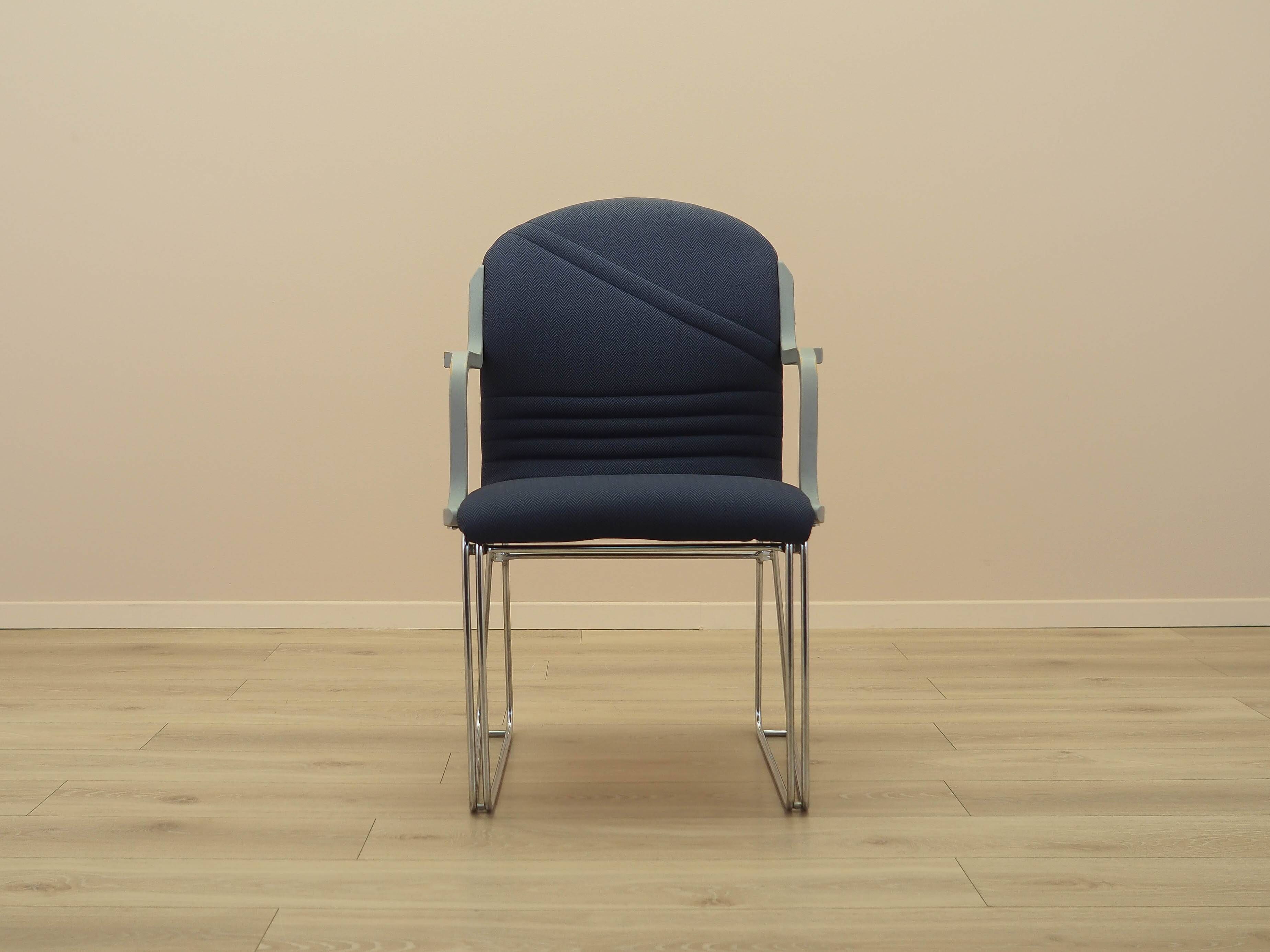 Italian cantilever chair 1990s blue fabric upholstery