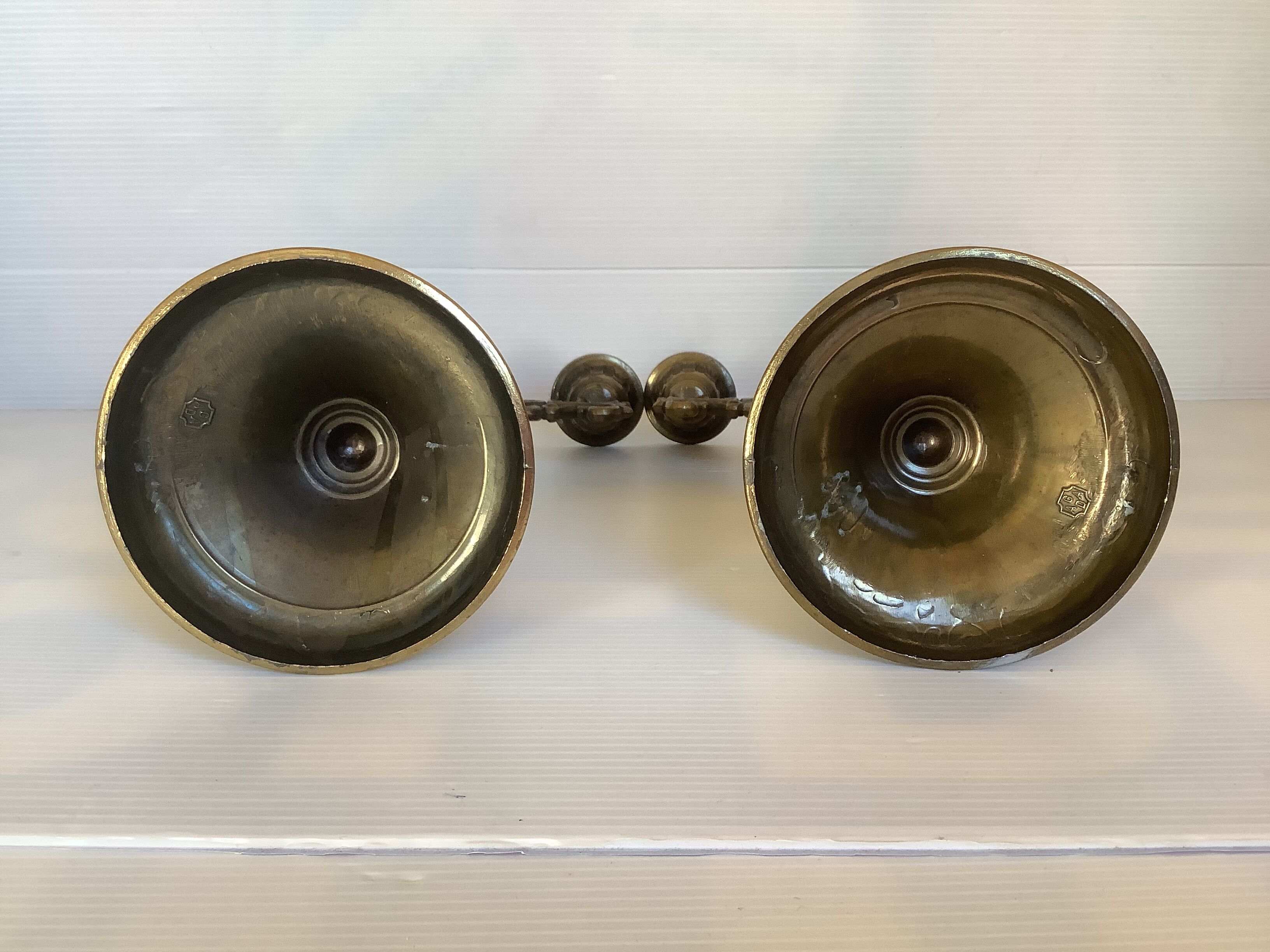 Pair of baroque brass candle holders