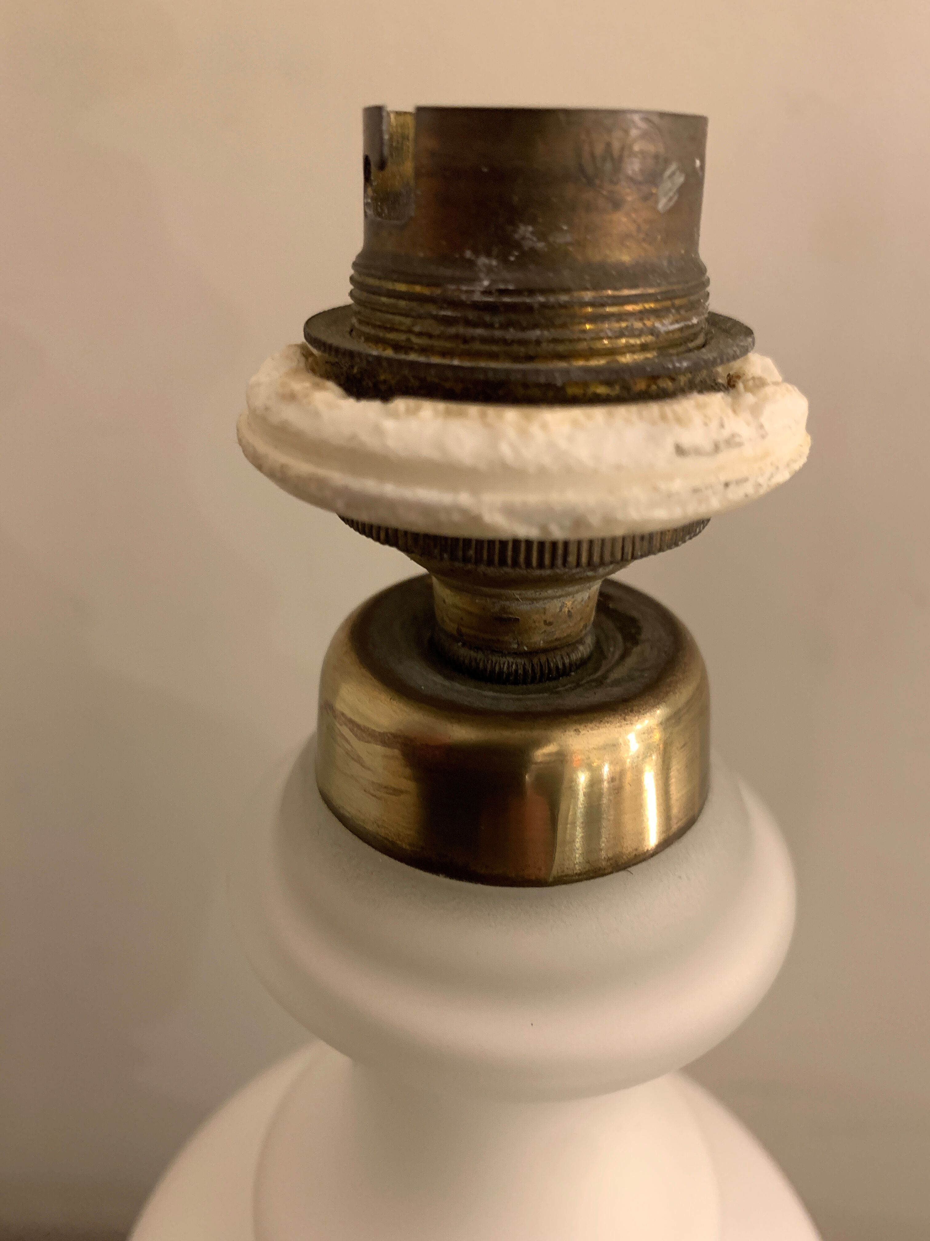 Lamp foot in Opaline de Sèvres and brass, 1950