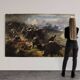 Great battle of the 19th century, painting signed H.P.