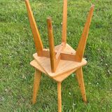 Pair of blond beech stools, Vintage 1970