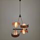 Italian Brass, Teak and Opaline Glass Chandelier by Stilnovo, 1960's