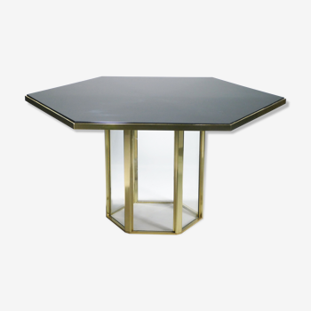 Table italienne laquée et laiton de Romeo Rega 1970