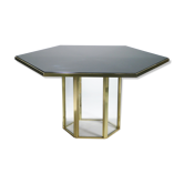 Table italienne laquée et laiton de Romeo Rega 1970