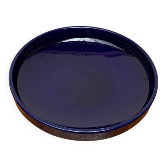 Coupelle en poterie bleu foncé de l'Allemagne de l'Ouest du milieu du siècle, années 1960