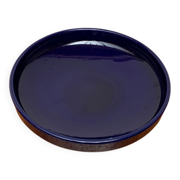 Coupelle en poterie bleu foncé de l'Allemagne de l'Ouest du milieu du siècle, années 1960