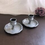 Pair of pewter table candlesticks