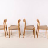 4x Niels Møller Dining Chairs Model 75 in Oak, 1960s Denmark