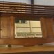 Solid oak coat rack and 2 brass hooks, Art Deco 1930s