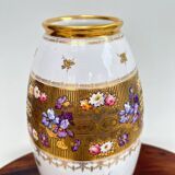 Very large limoges porcelain vase bernardaud white and iris gold