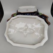 Very large soup tureen and its plate in Gien earthenware. 20th century.