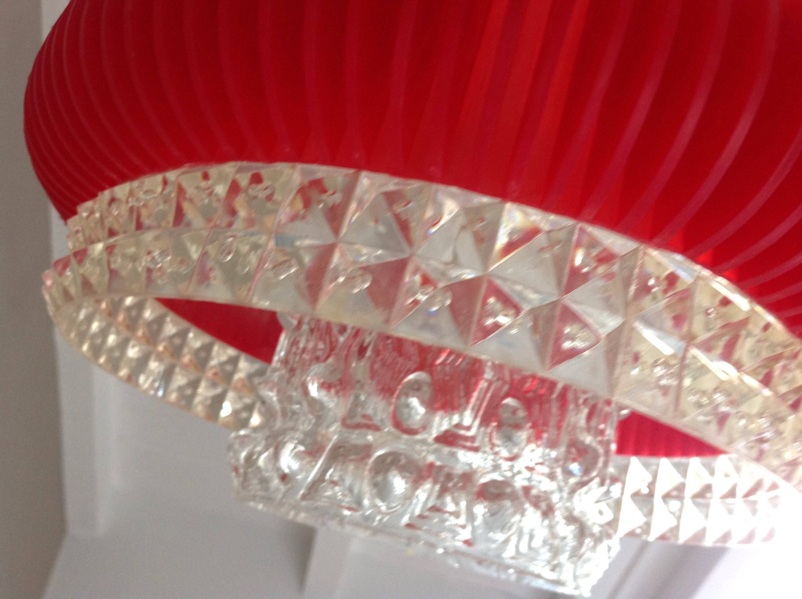 Suspension in glass and plexiglass with diamond points / vintage 60s-70s