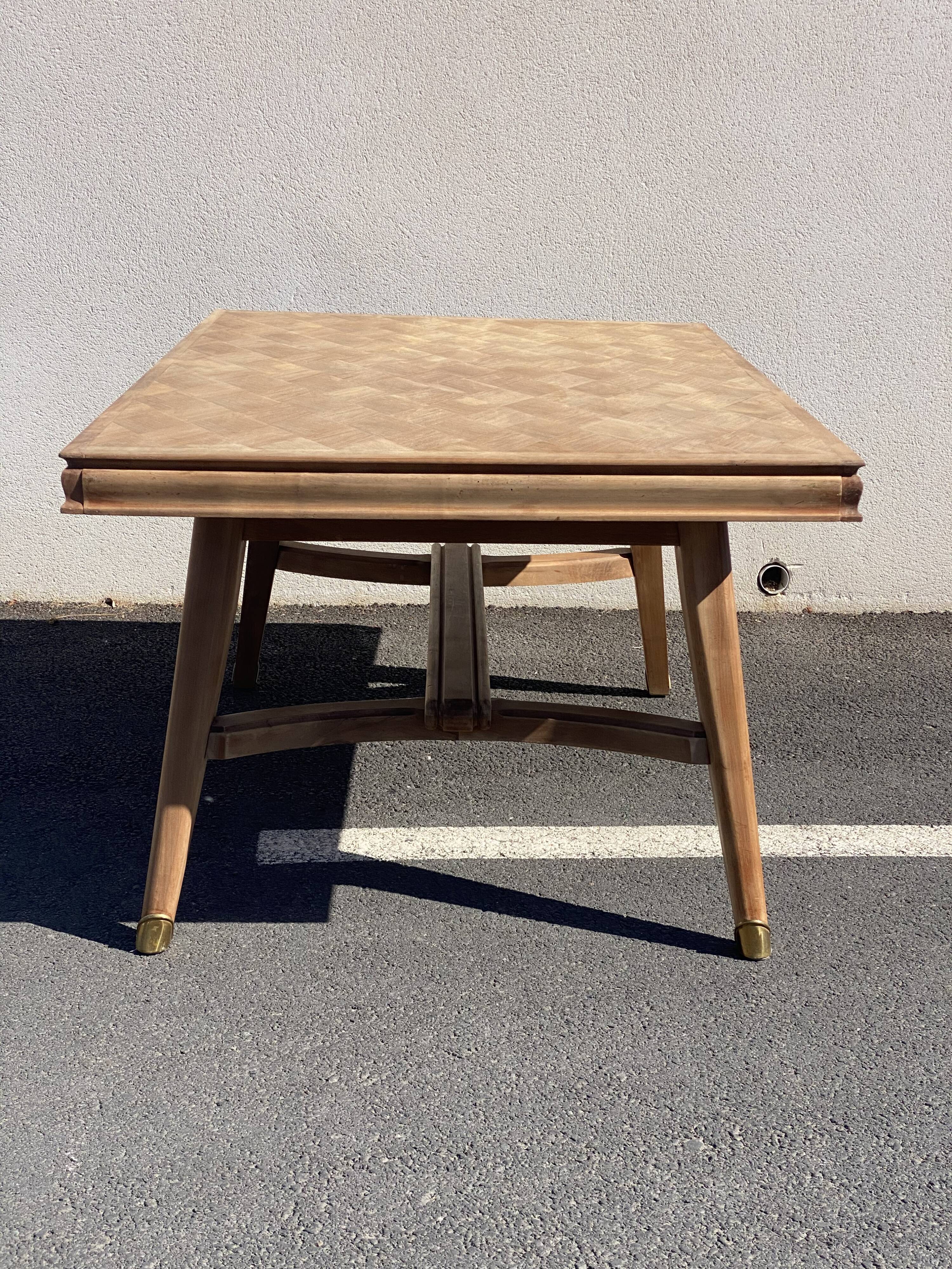 Oak dining table with inlaid top, 40s
