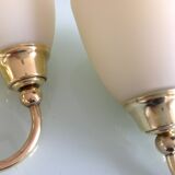 Pair of brass and opaline opaline sconces in art deco style granite