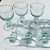 6 Gros Verres A Eau En Verre Vert Biot