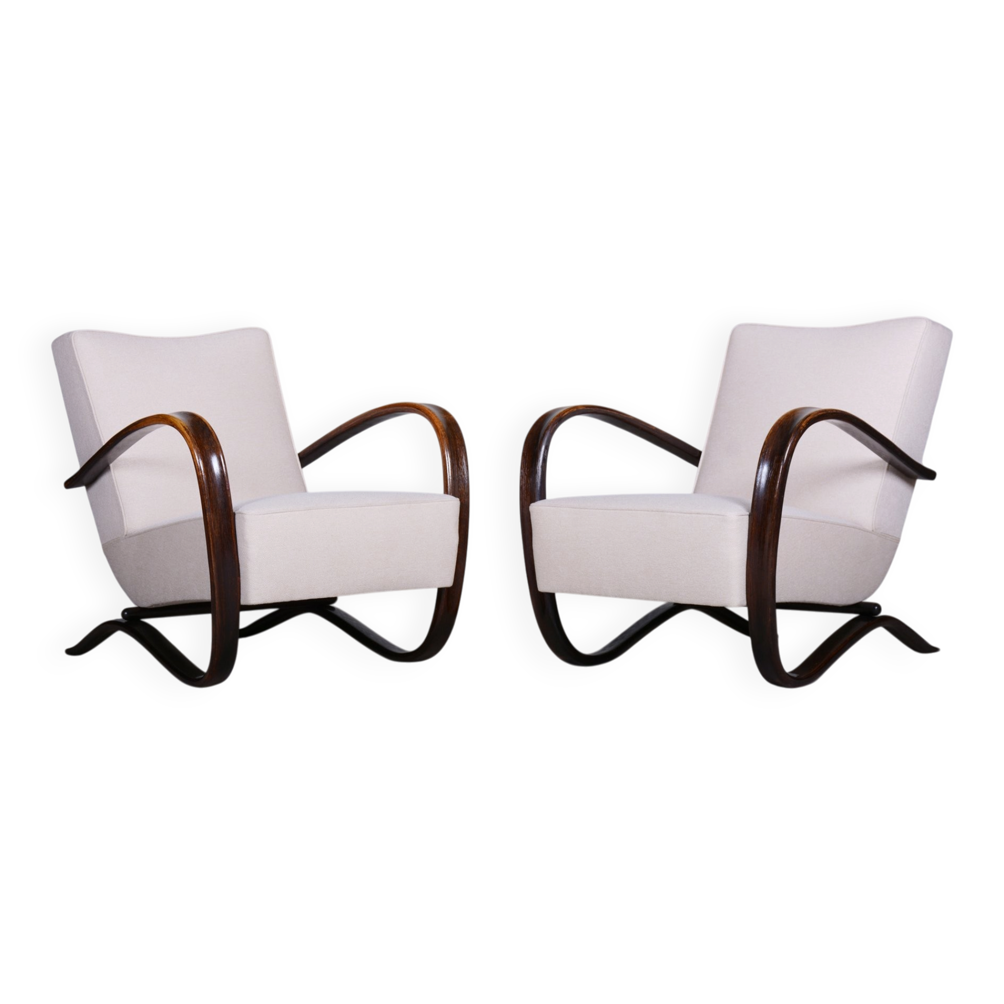 Fauteuils Art Déco H-269 par J. Halabala pour Up Závody, Tchécoslovaquie, années 1930, ensemble de 2