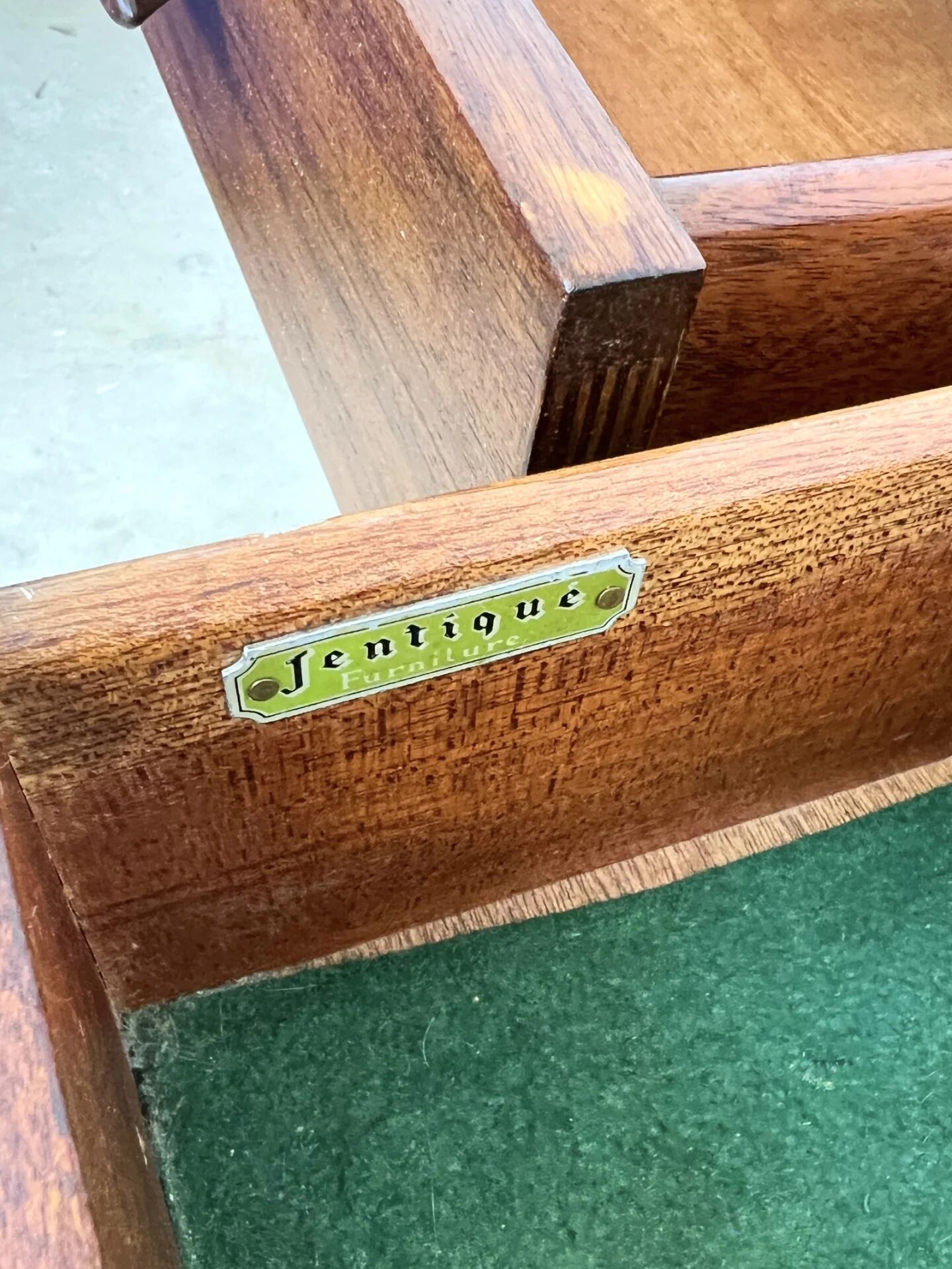 Teak Jentique sideboard — 1 door, 2 drawers & drop-down bar, England 1950s-60s