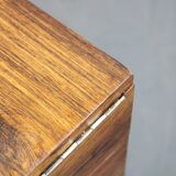 Danish mid-century unfolding sewing box in wood and brass, 1960s