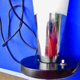 Old lamp design art deco vintage metal and opaline