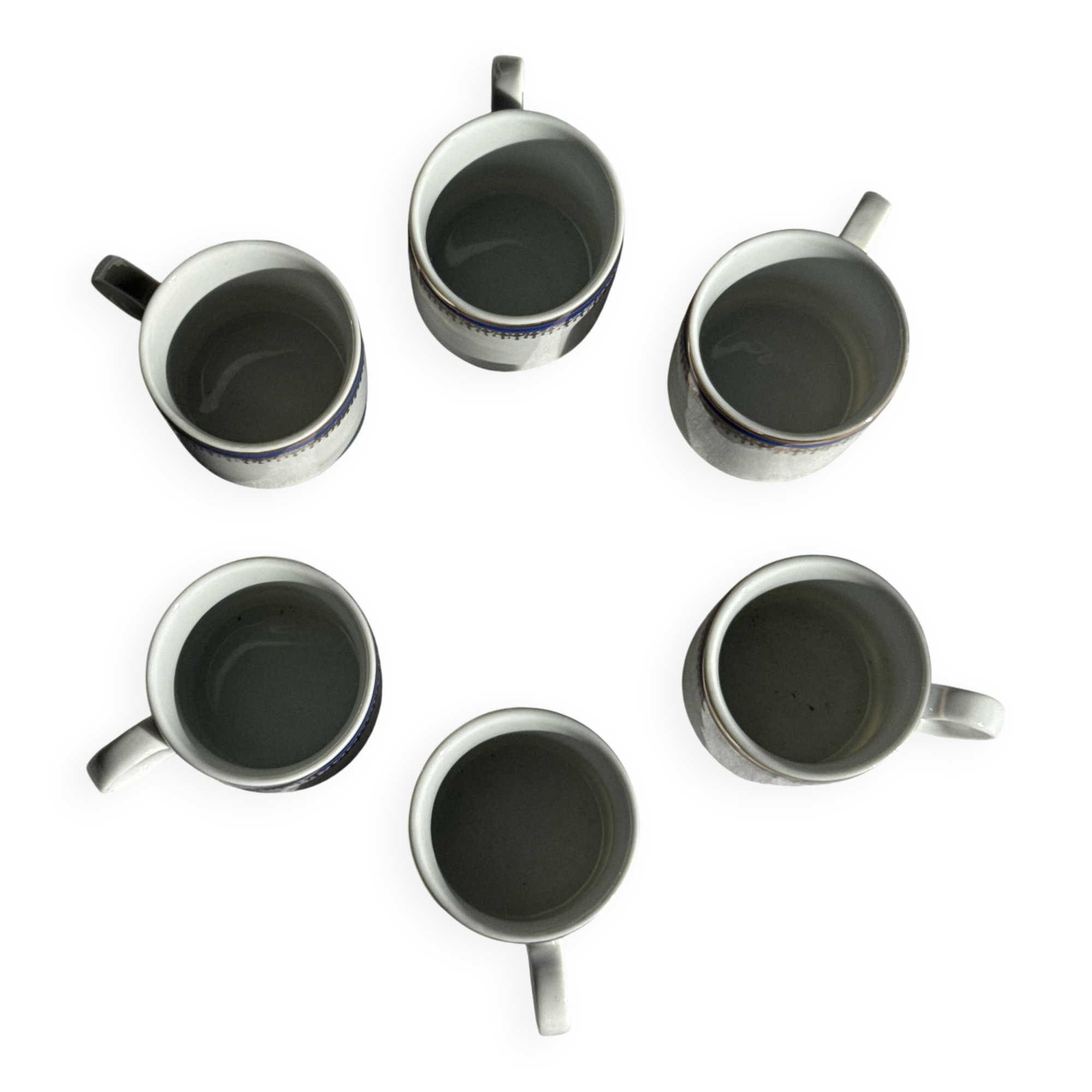 Set of 6 small espresso cups Germer Porcelain, made in Brazil.