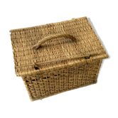 Old wicker suitcase basket with lid - Bicycle luggage rack
