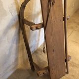 A sled old 19th century deco chalet vintage wood mountain Savoie french alp alps