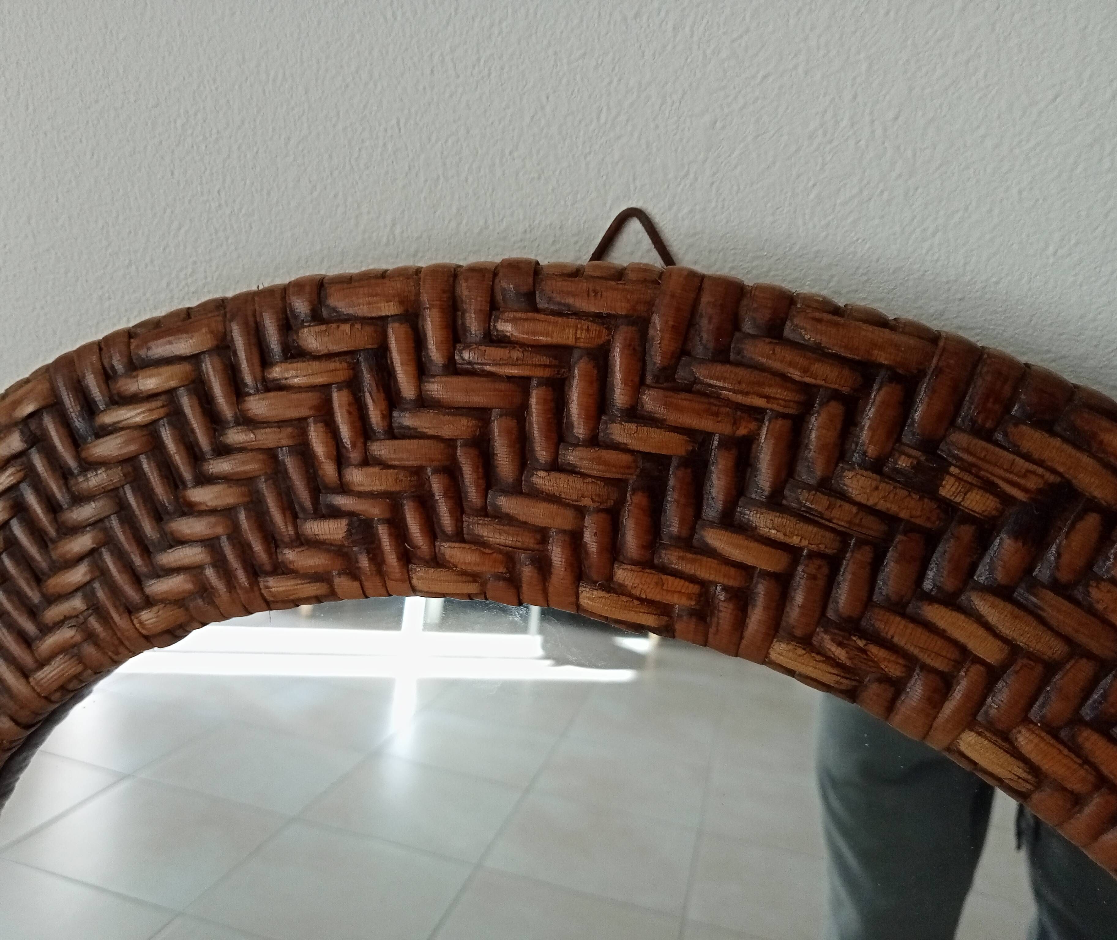 Vintage woven rattan mirror 60*43cm 60s/70s